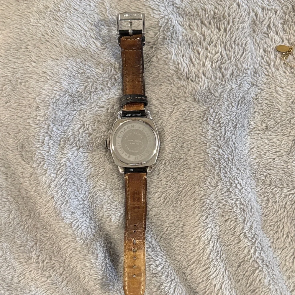 Coach Silver-Tone Watch with White Dial and Black Patent Strap - Picture 4 of 4